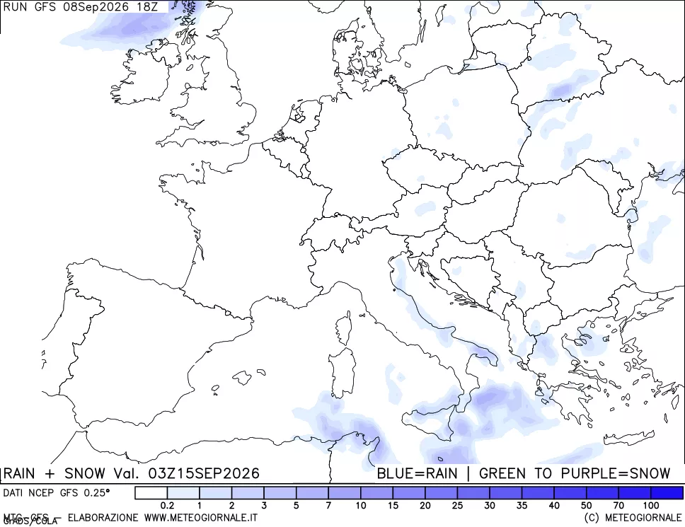 mappa Precipitazioni totali e nevose