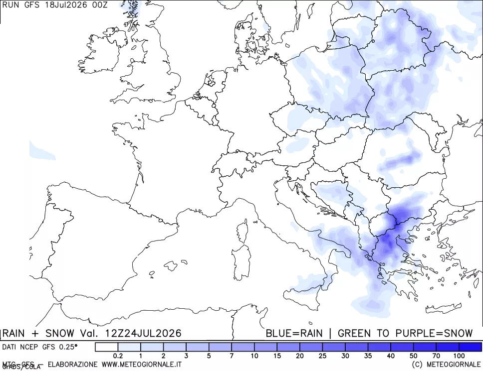 mappa Precipitazioni totali e nevose
