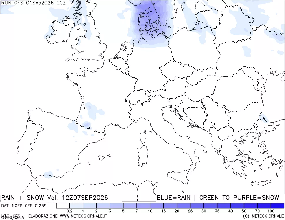 mappa Precipitazioni totali e nevose