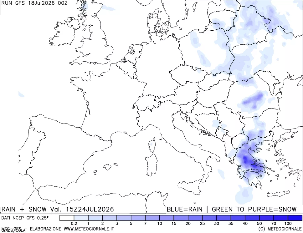 mappa Precipitazioni totali e nevose