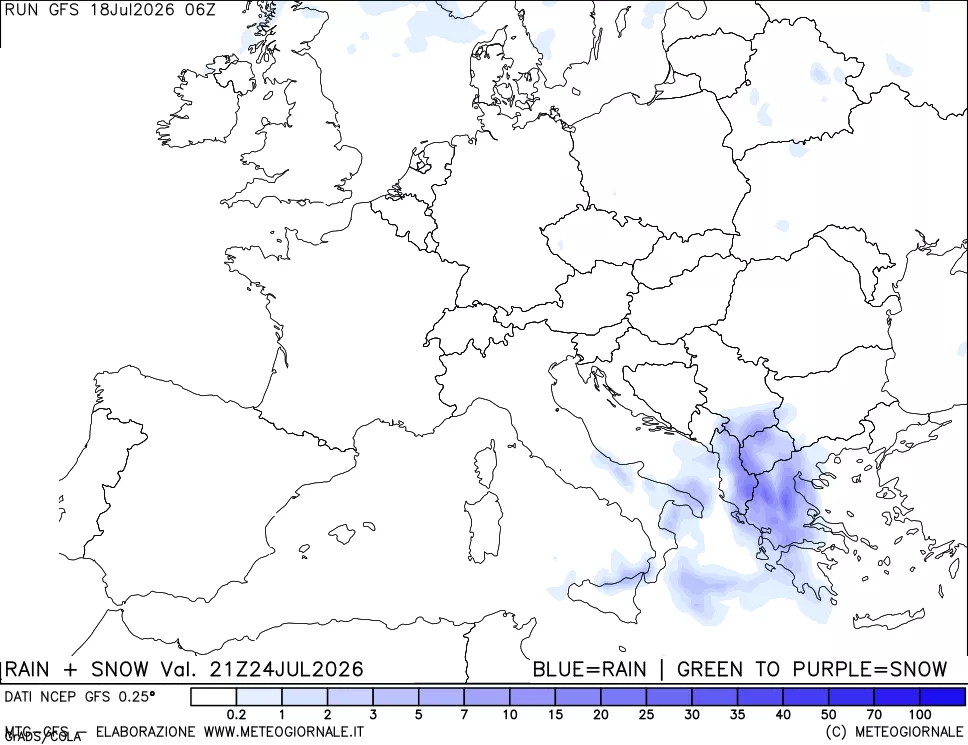 mappa Precipitazioni totali e nevose