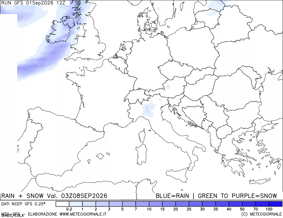 mappa Precipitazioni totali e nevose