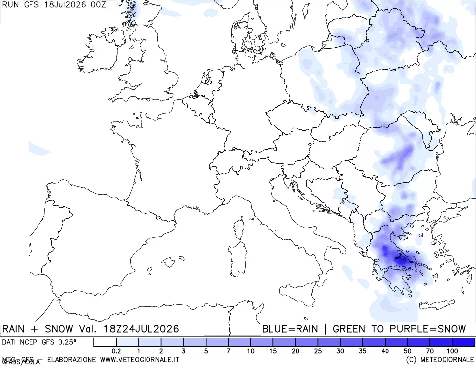 mappa Precipitazioni totali e nevose