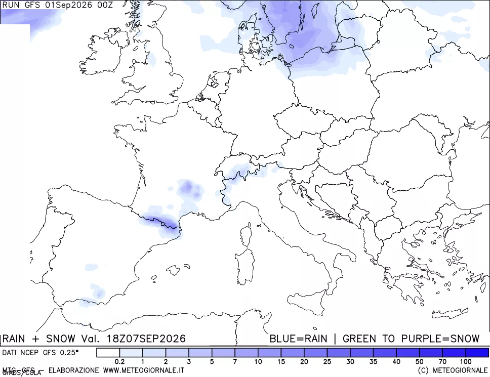 mappa Precipitazioni totali e nevose