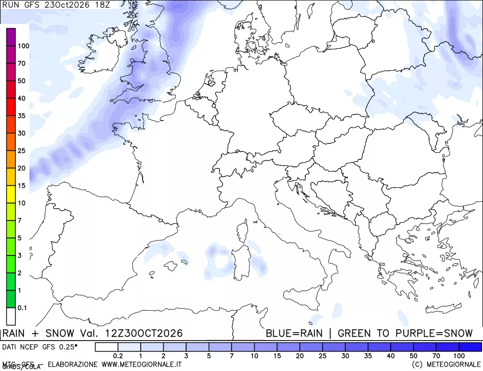 mappa Precipitazioni totali e nevose