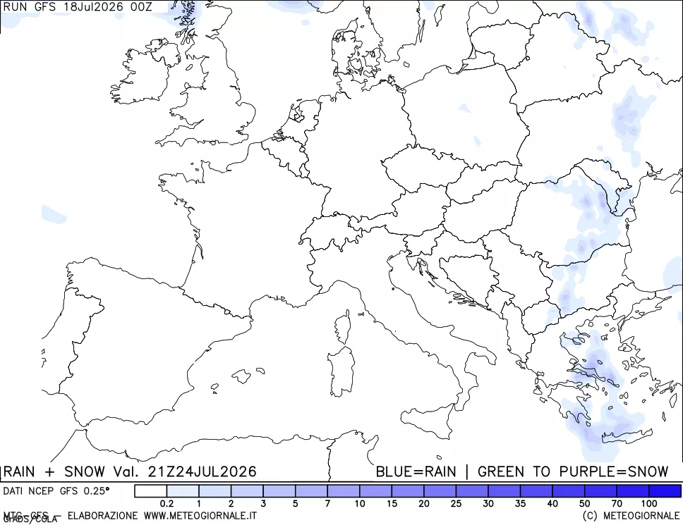 mappa Precipitazioni totali e nevose