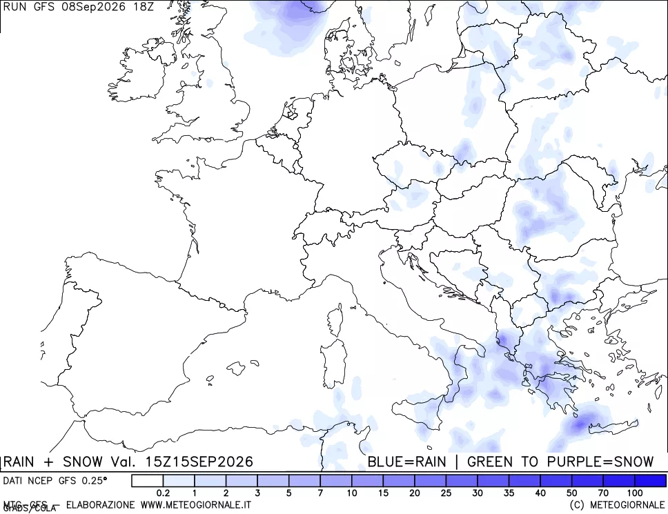 mappa Precipitazioni totali e nevose