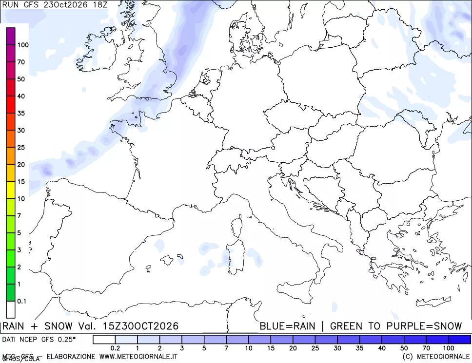 mappa Precipitazioni totali e nevose