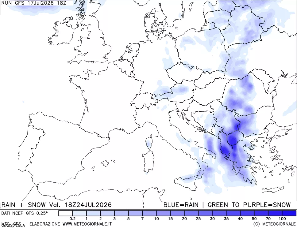 mappa Precipitazioni totali e nevose