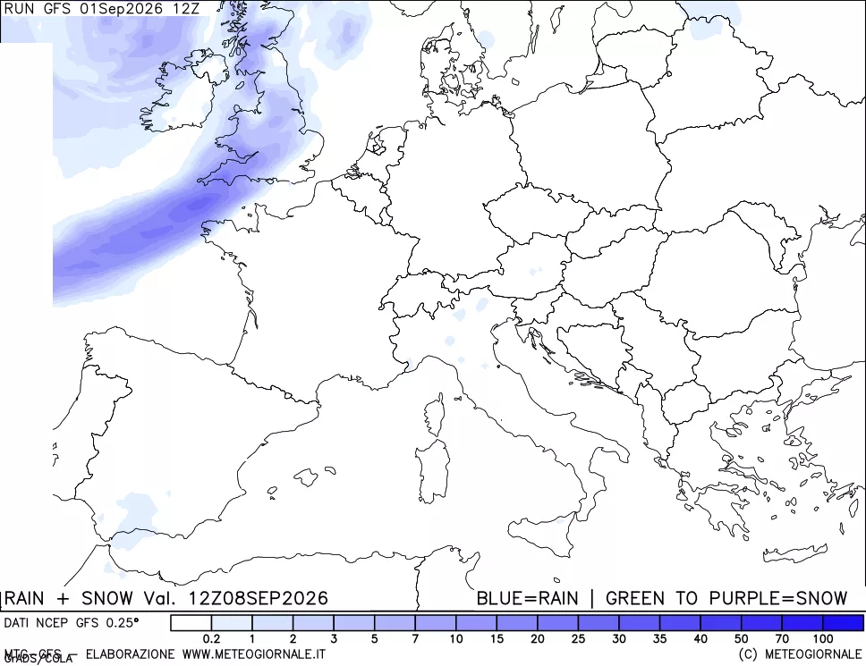 mappa Precipitazioni totali e nevose