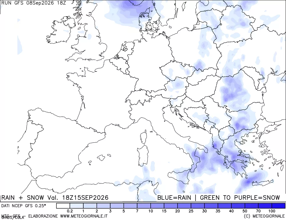 mappa Precipitazioni totali e nevose