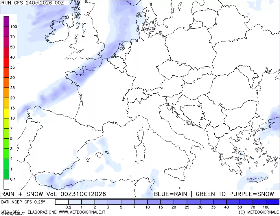 mappa Precipitazioni totali e nevose