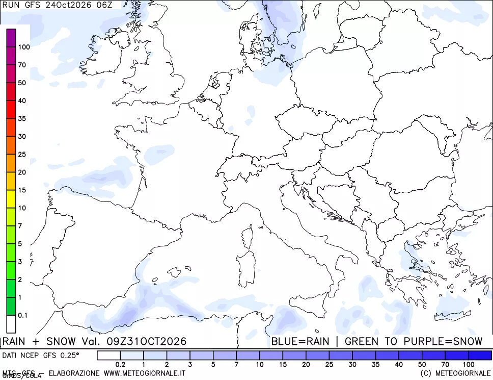mappa Precipitazioni totali e nevose