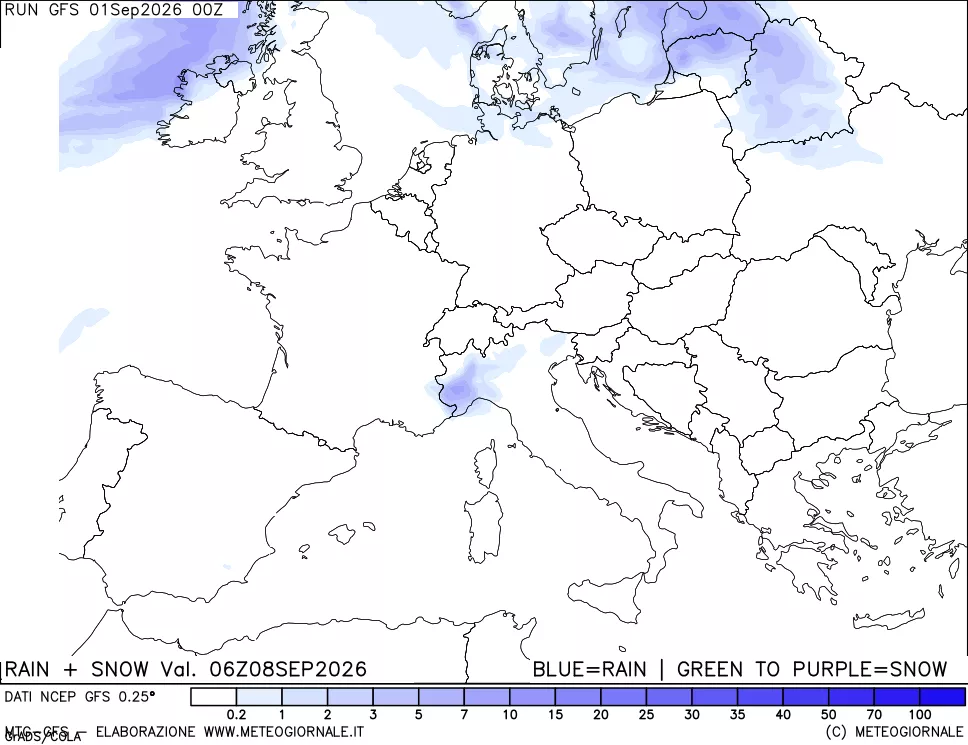 mappa Precipitazioni totali e nevose