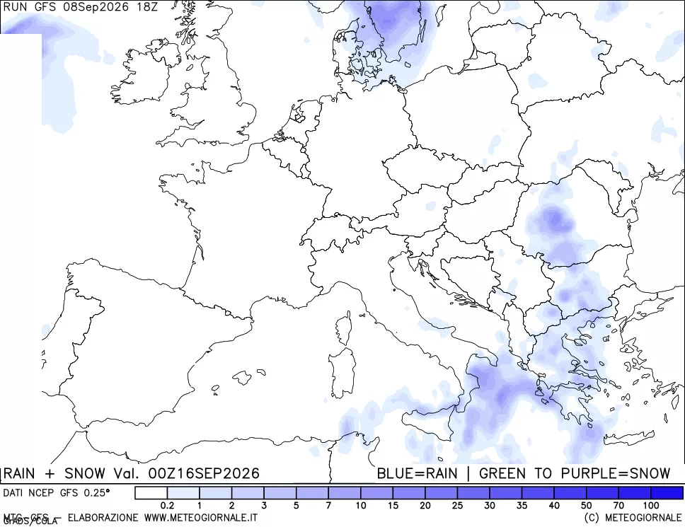 mappa Precipitazioni totali e nevose