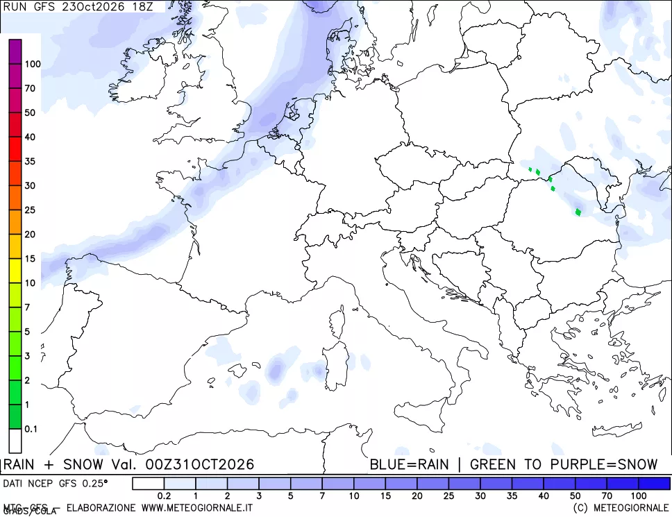 mappa Precipitazioni totali e nevose