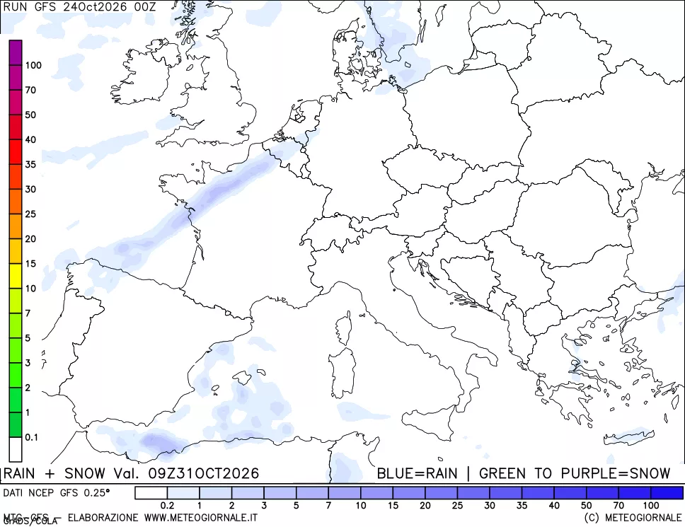 mappa Precipitazioni totali e nevose