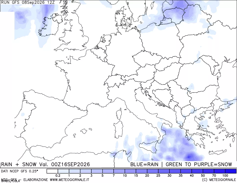 mappa Precipitazioni totali e nevose