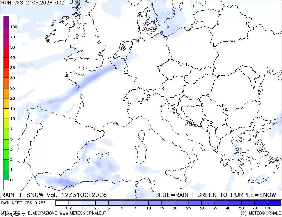 mappa Precipitazioni totali e nevose