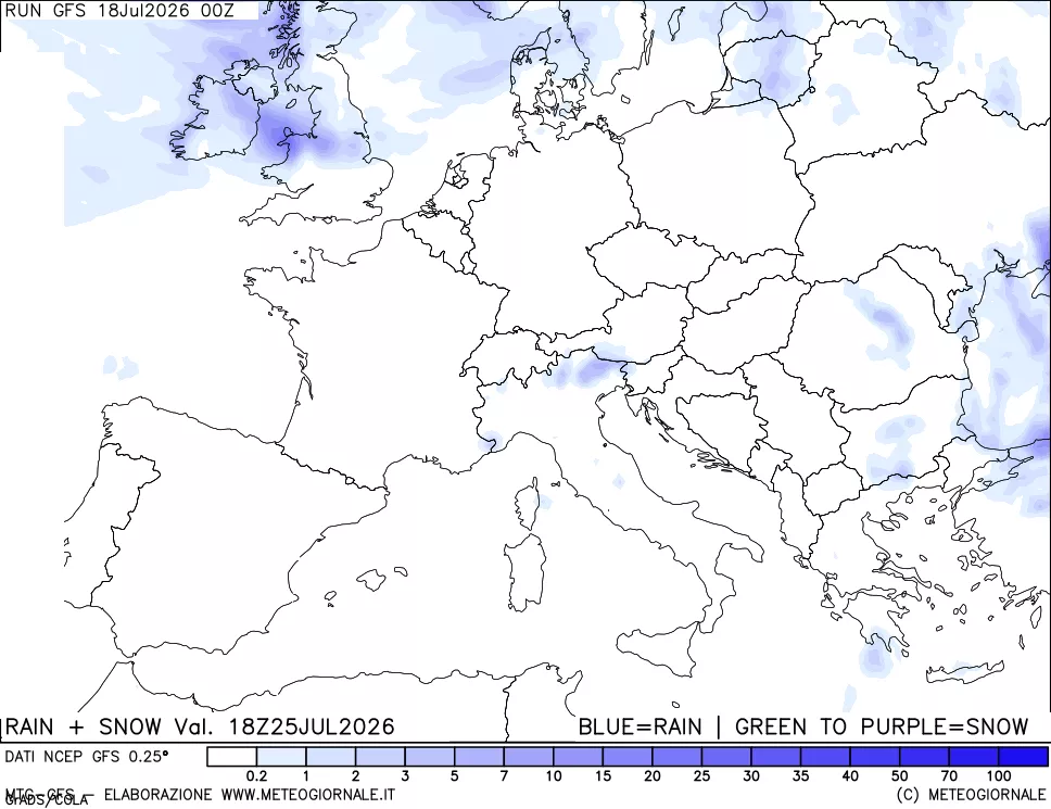 mappa Precipitazioni totali e nevose