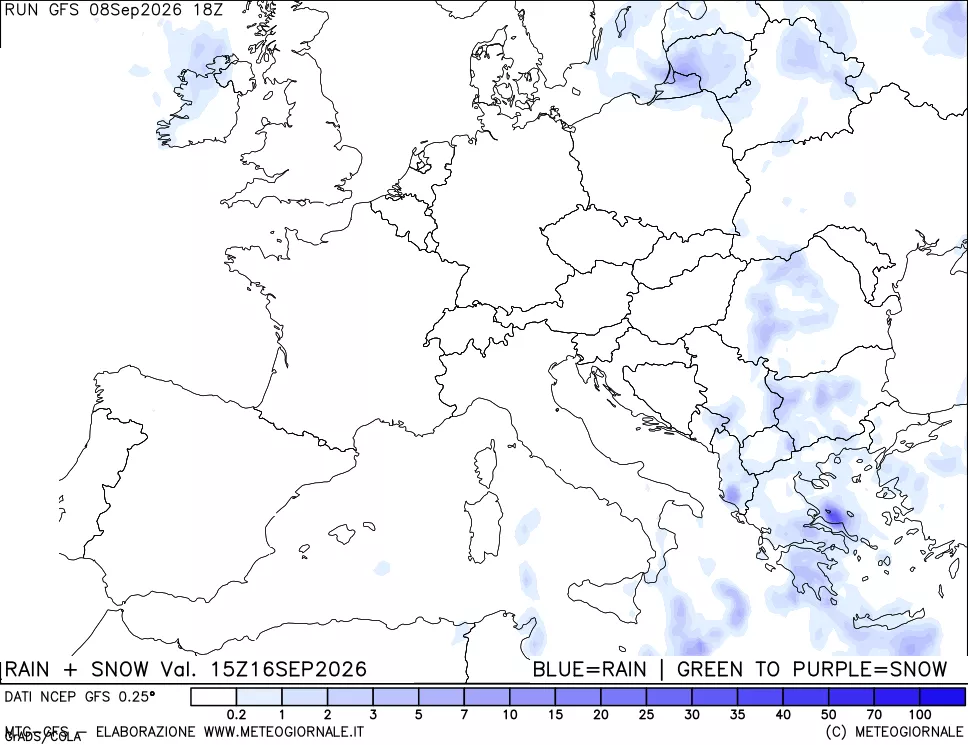 mappa Precipitazioni totali e nevose