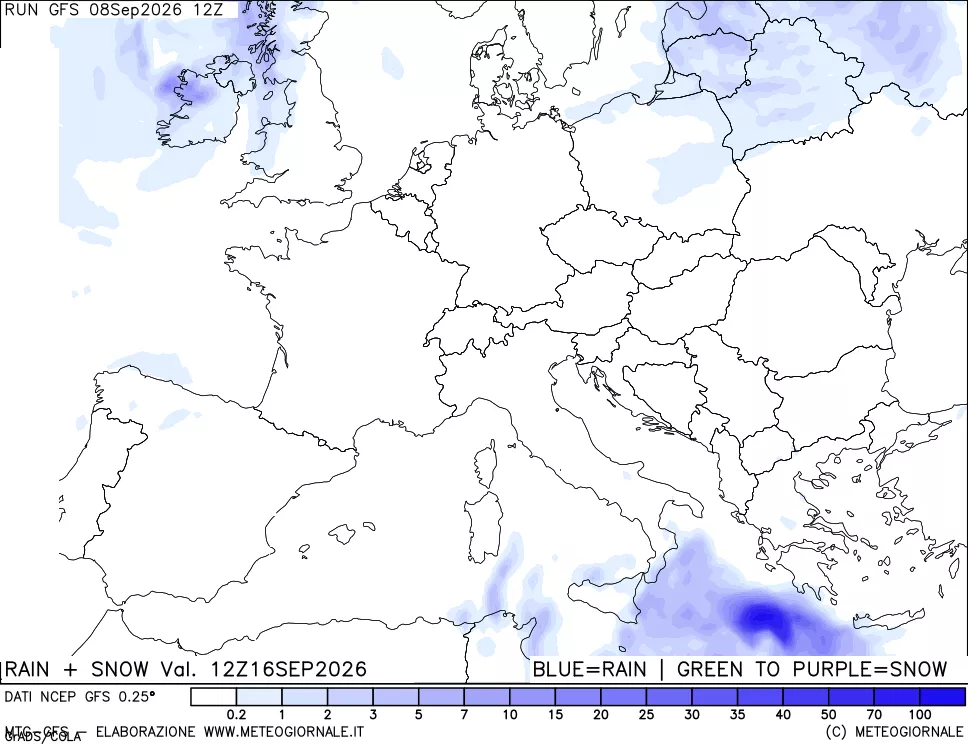 mappa Precipitazioni totali e nevose