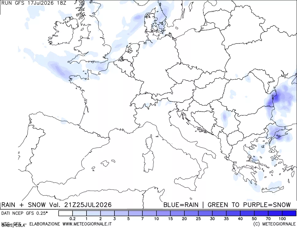mappa Precipitazioni totali e nevose