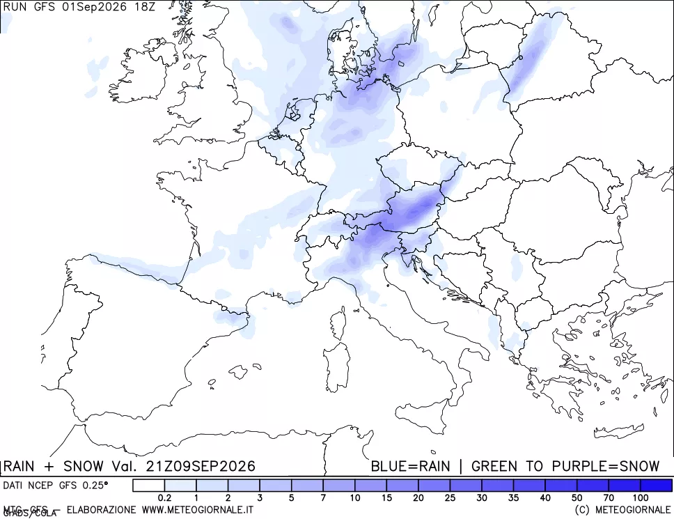 mappa Precipitazioni totali e nevose