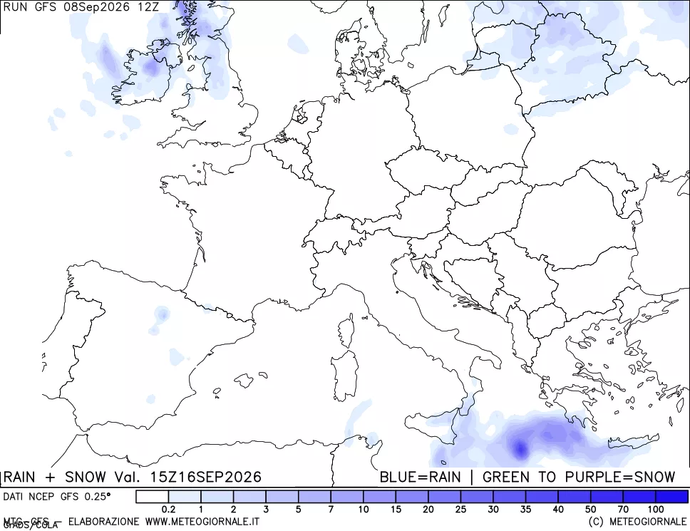 mappa Precipitazioni totali e nevose