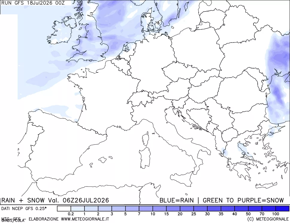 mappa Precipitazioni totali e nevose
