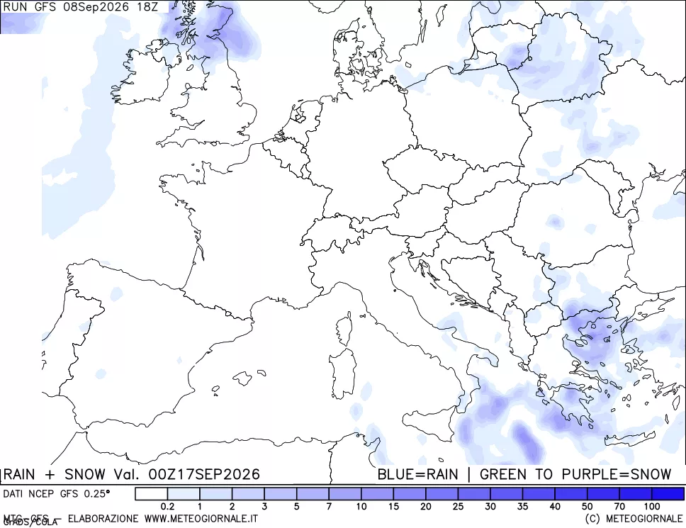 mappa Precipitazioni totali e nevose