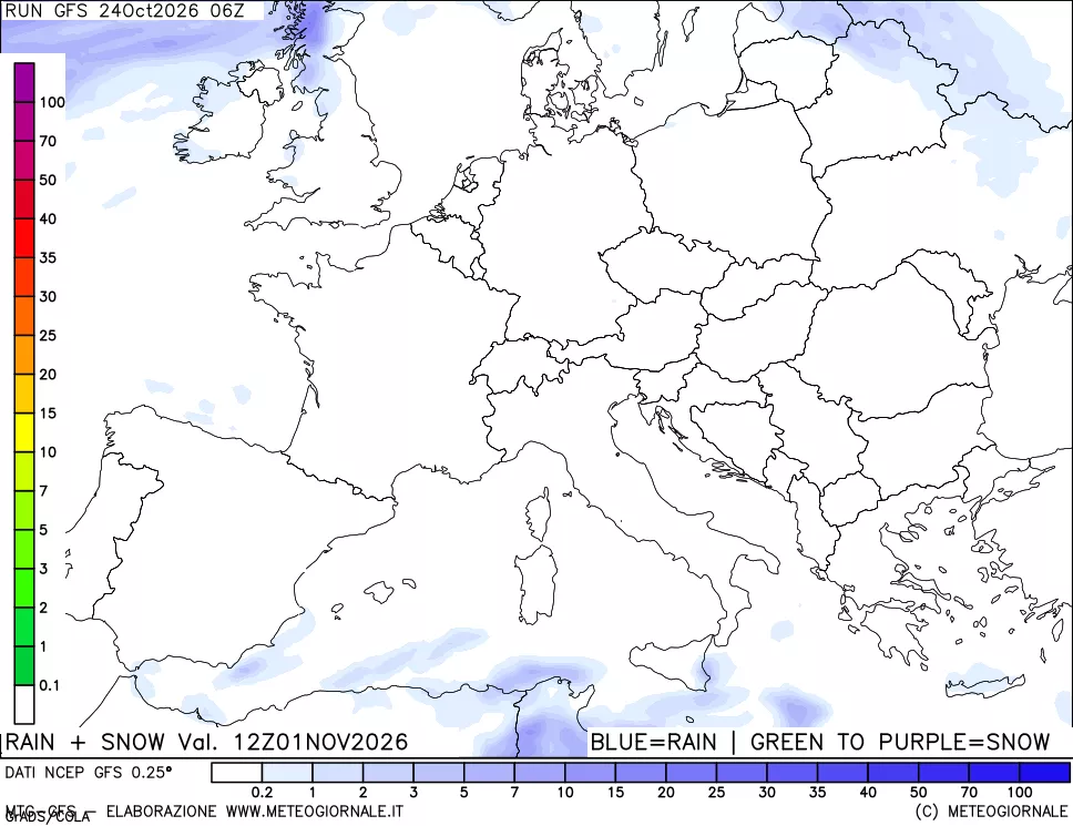 mappa Precipitazioni totali e nevose