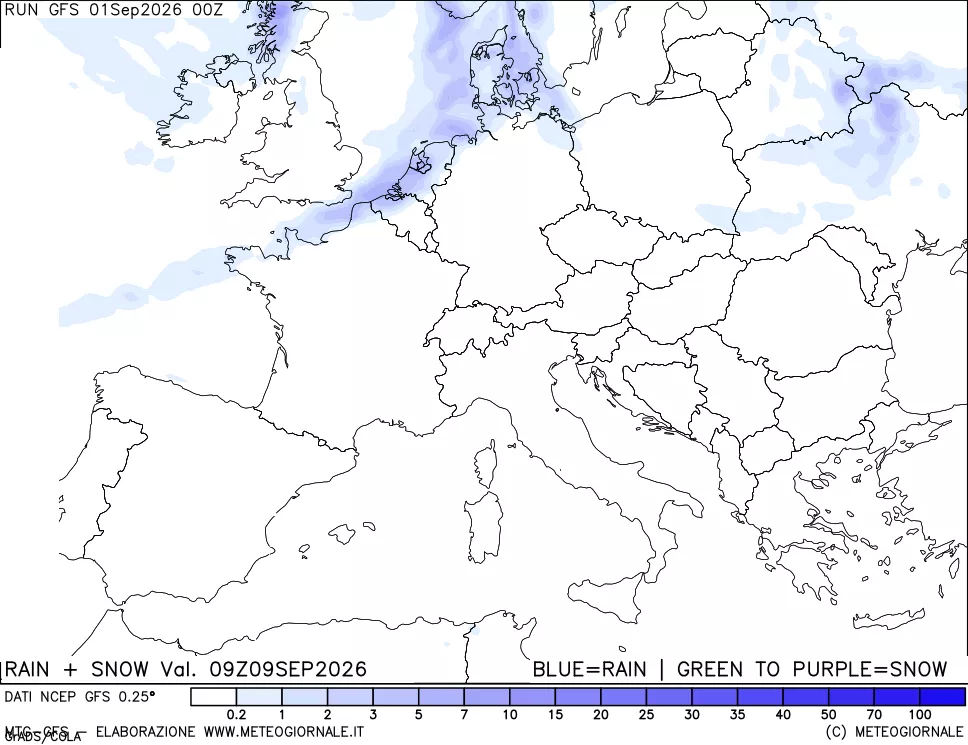 mappa Precipitazioni totali e nevose