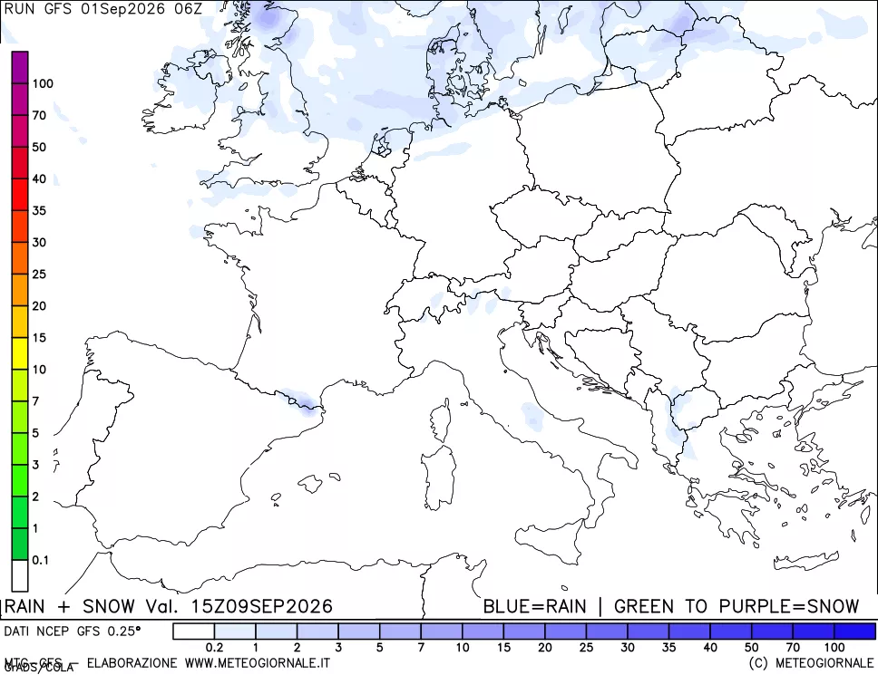 mappa Precipitazioni totali e nevose