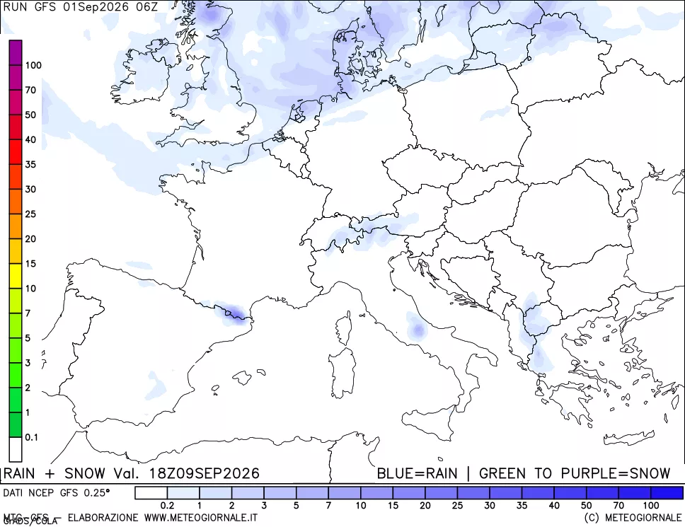 mappa Precipitazioni totali e nevose