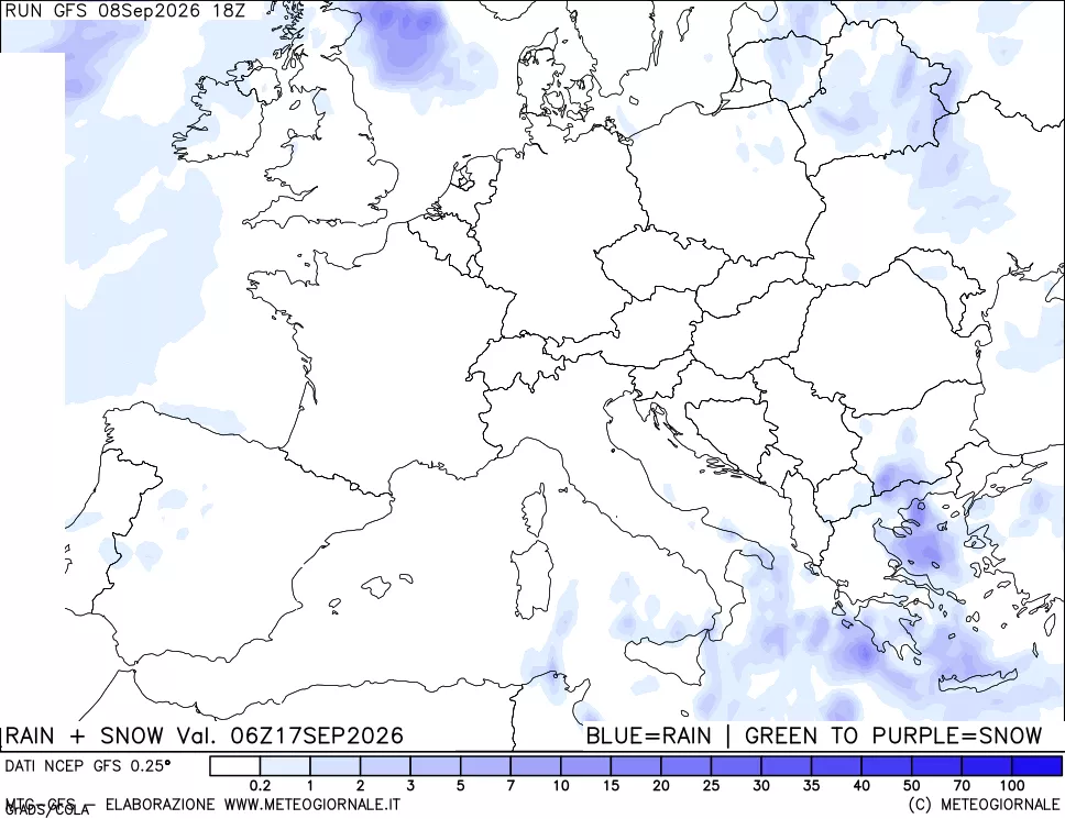 mappa Precipitazioni totali e nevose