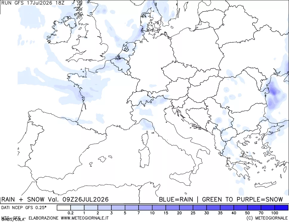 mappa Precipitazioni totali e nevose