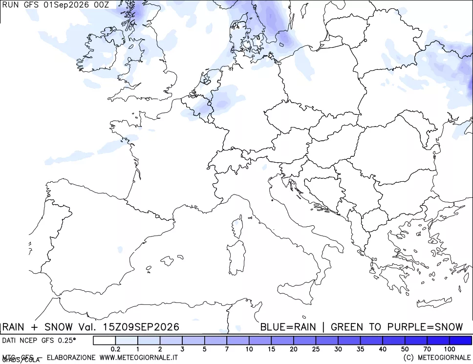mappa Precipitazioni totali e nevose