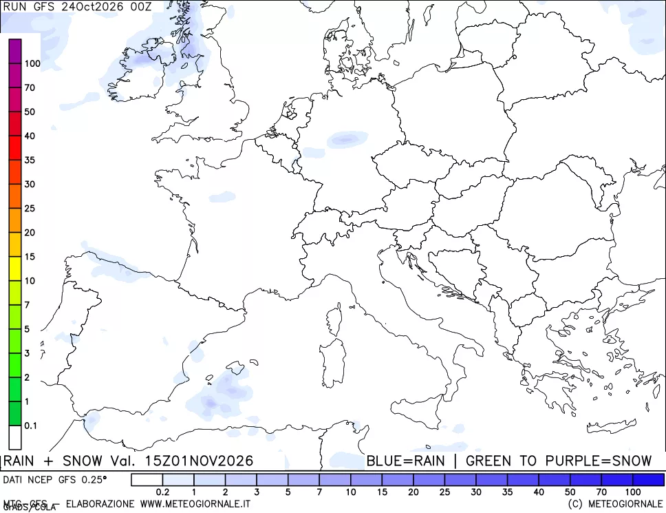 mappa Precipitazioni totali e nevose