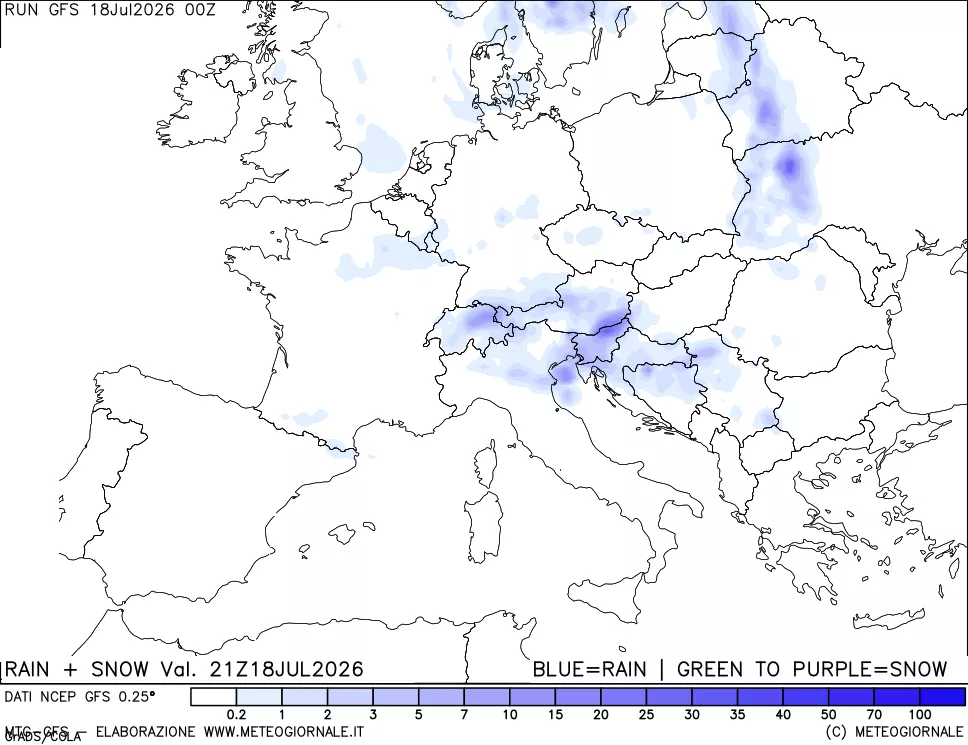 mappa Precipitazioni totali e nevose