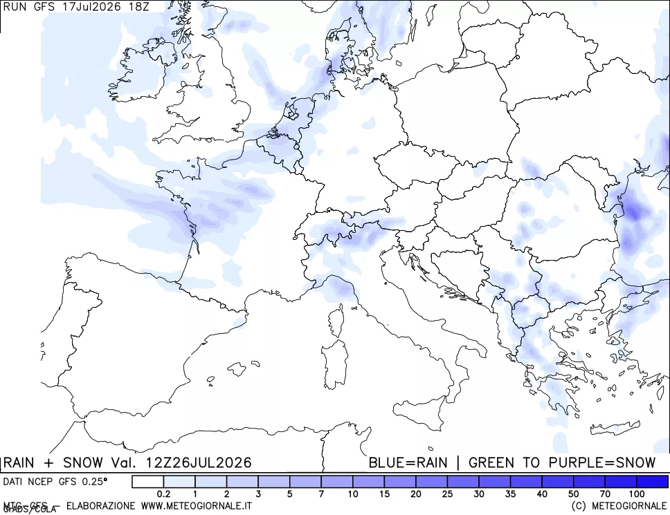 mappa Precipitazioni totali e nevose