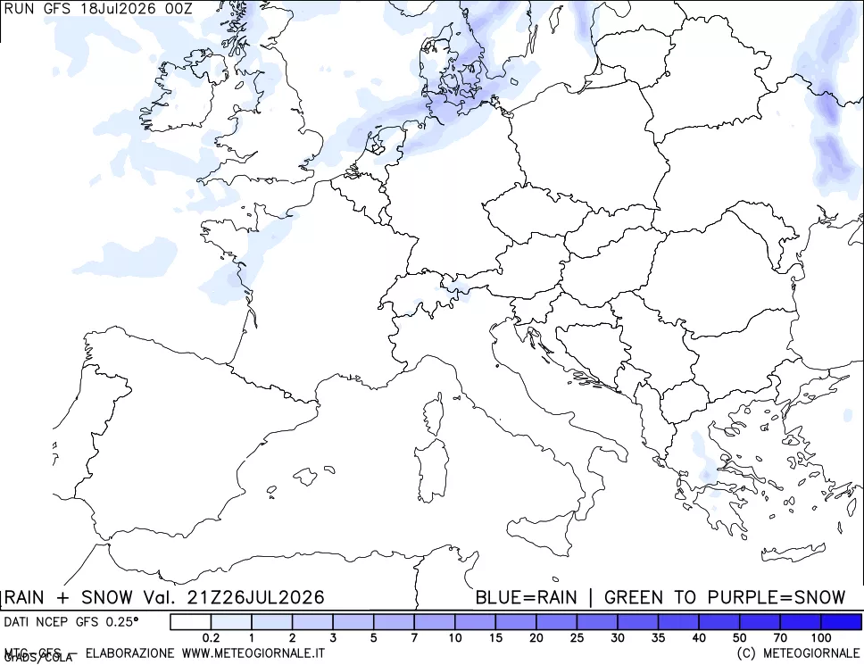 mappa Precipitazioni totali e nevose