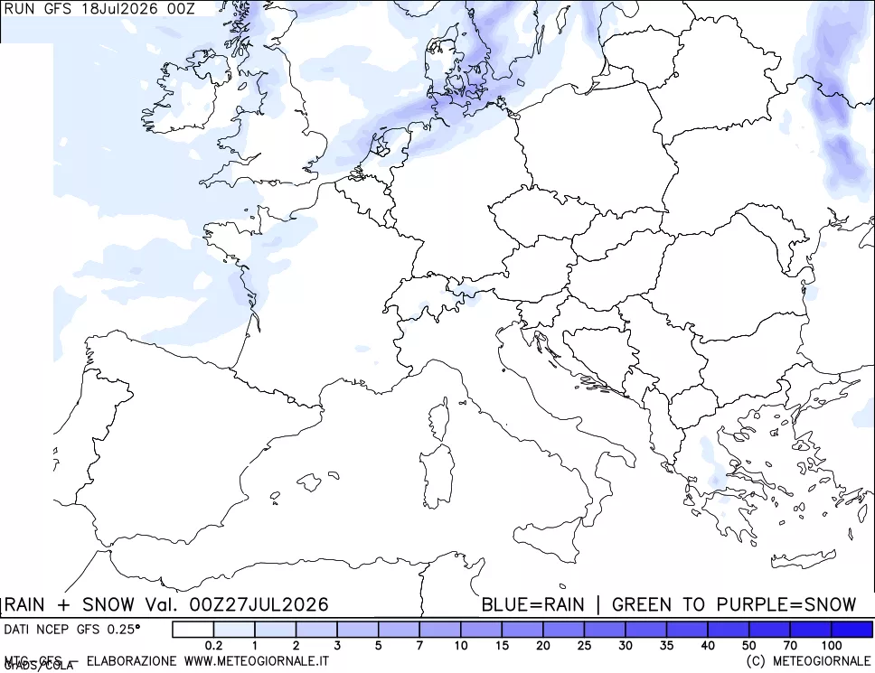 mappa Precipitazioni totali e nevose