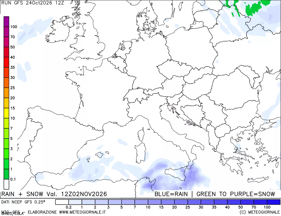 mappa Precipitazioni totali e nevose