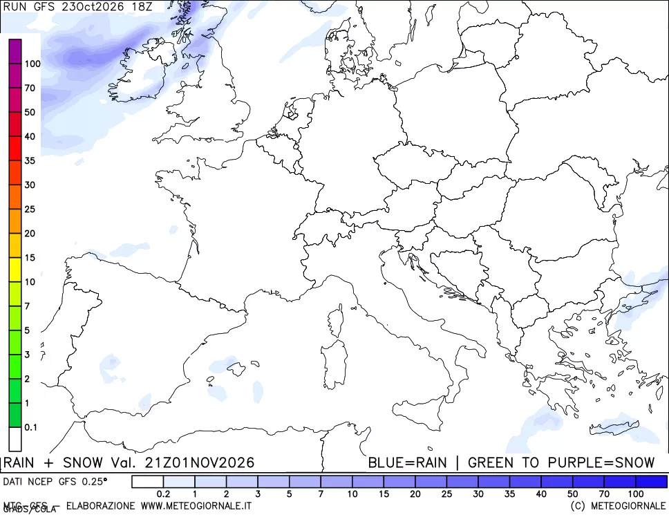 mappa Precipitazioni totali e nevose