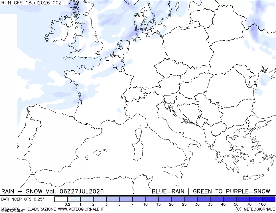 mappa Precipitazioni totali e nevose