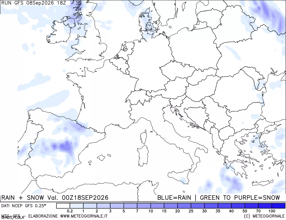 mappa Precipitazioni totali e nevose