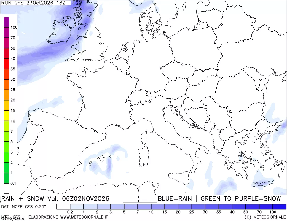 mappa Precipitazioni totali e nevose