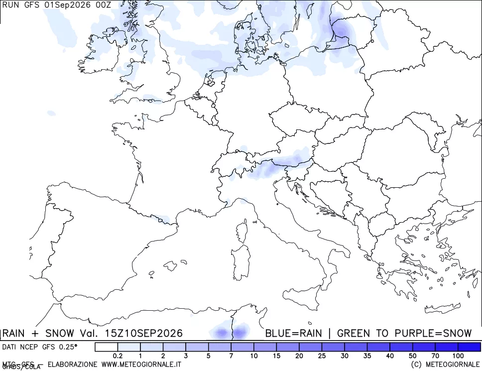 mappa Precipitazioni totali e nevose