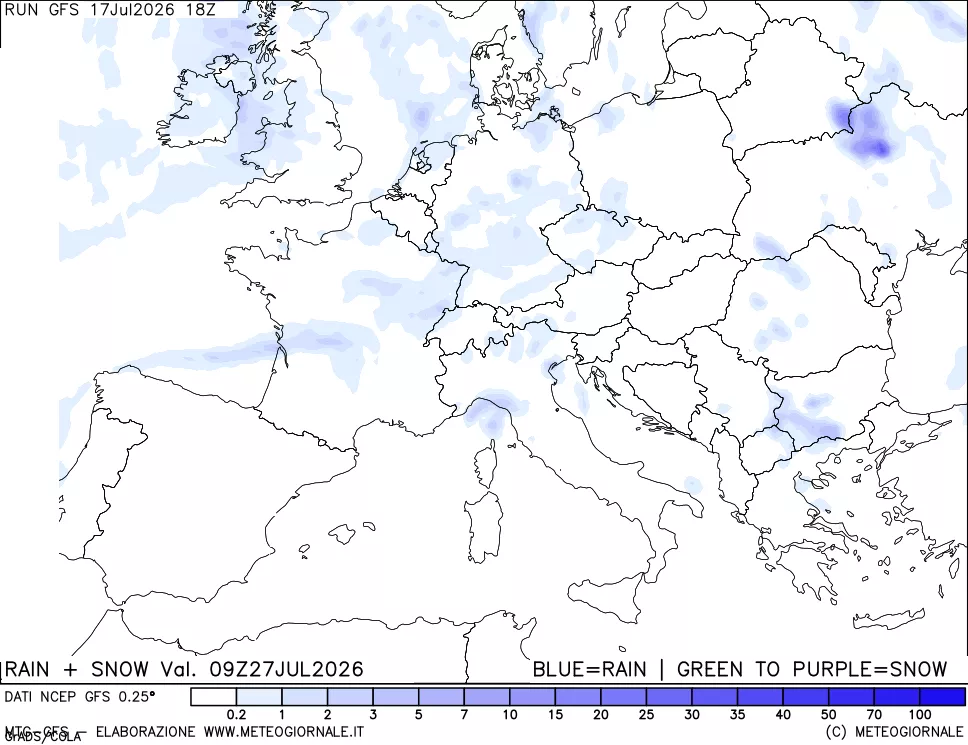 mappa Precipitazioni totali e nevose